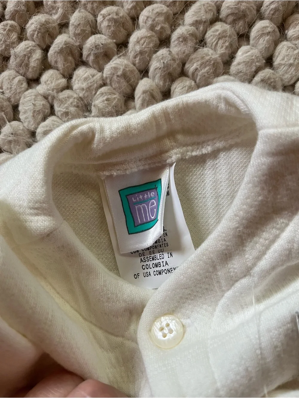 VINTAGE NOS Little Me Ivory Baby 3-Piece Knit Set with Hat